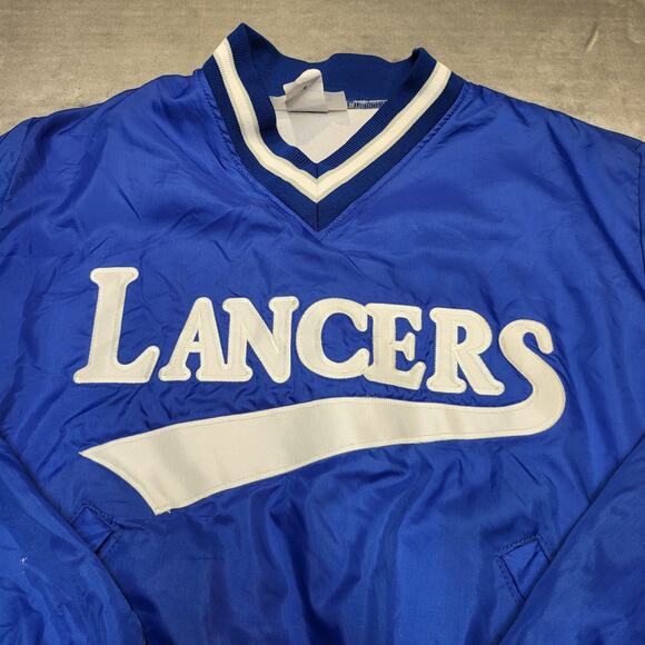 Vintage Lancers Jacket Mens Large Blue White NCAA Basketball Pullover 90s - Picture 6 of 10